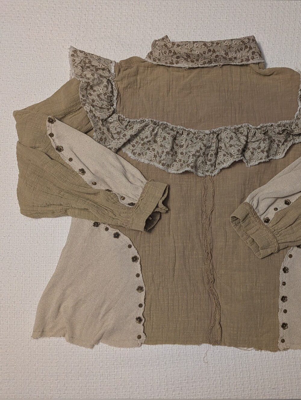POL Cream Patchwork Boho Jean Jacket - Picture 6 of 11